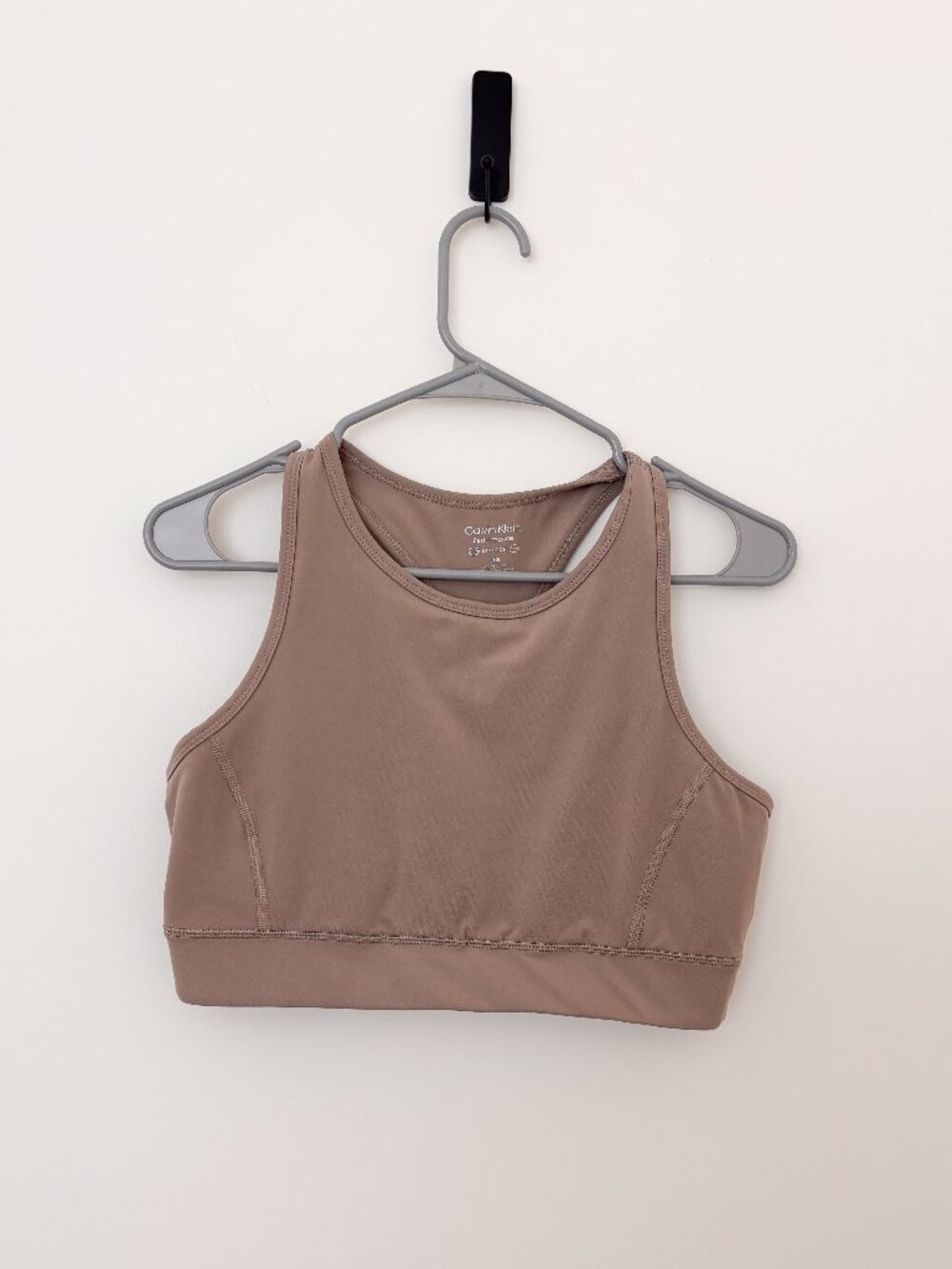 Calvin Klein Performance Racerback Tan Stretch Sports Bra Large